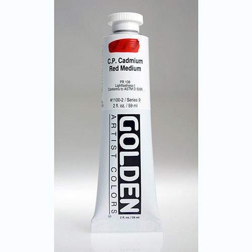 Golden, Heavy Body, Acrylic, Paint, 2oz, Cadmium Red Medium